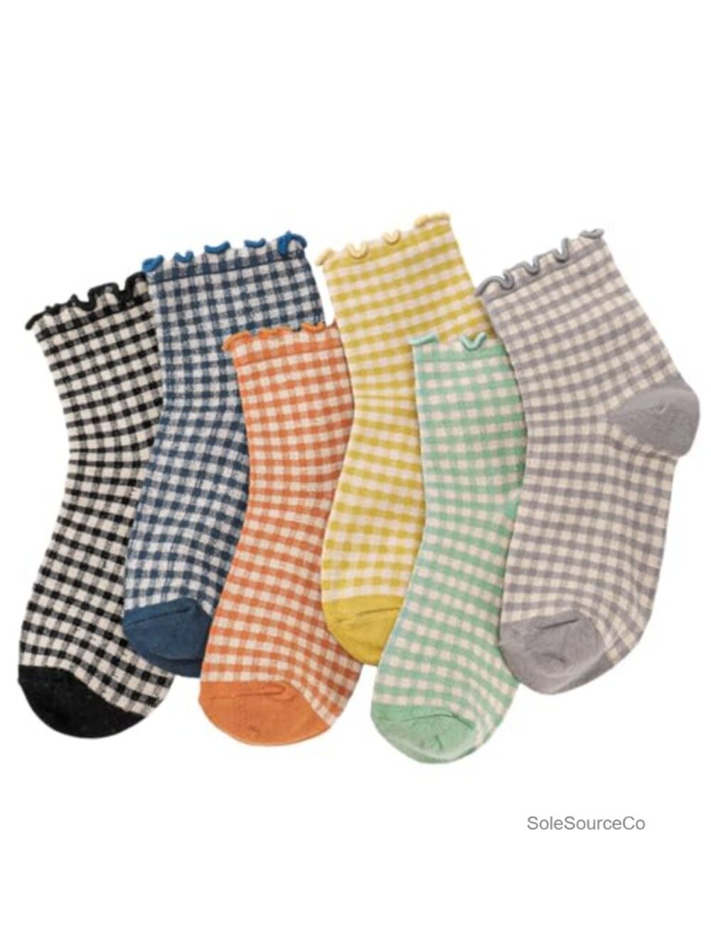 Women's Ruffle Striped Frilly Socks, Cotton Polyester, Calf Length, Casual Wear